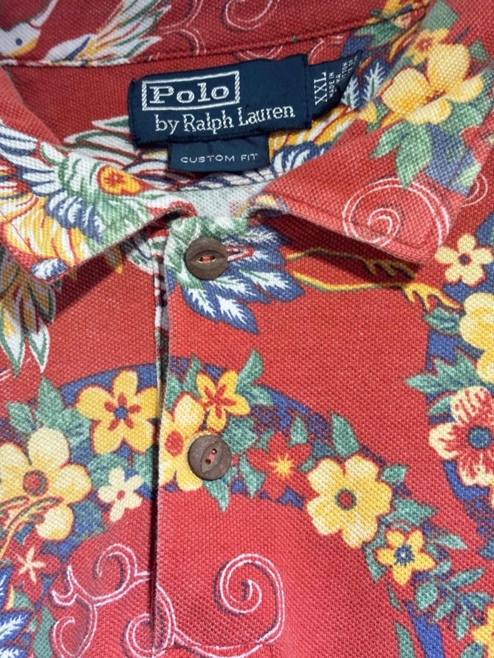 Ralph Lauren Orange Floral & Crane Short-Sleeve Button-Down Shirt - Picture 5 of 7